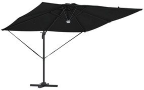 Guarda-Sol Cantilever Roma com LEDs Preto 286x285x270 cm Alumínio