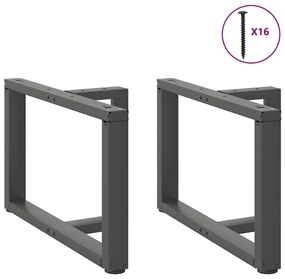 Pés para mesa de centro em forma de T, 2 peças, antracite, 70x25x(42-4