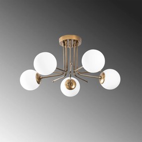 Lustre Daisy – Dourado e Branco – 80 x 80 cm