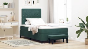 Cama Box Spring com Colchão e Banco Verde Escuro 120x200 cm Veludo