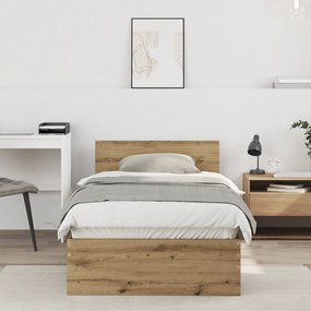vidaXL Estrutura de Cama Carvalho Artesanal 90x190 cm Madeira Reforçada