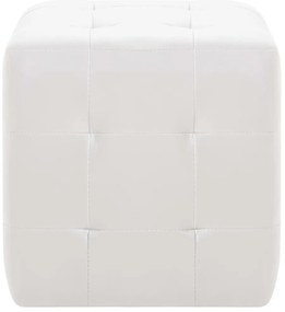 Pufe 2 pcs 30x30x30 cm couro artificial branco
