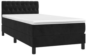 Cama box spring c/ colchão/LED 90x200 cm veludo preto