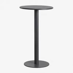 Mesa Alta De Jardim Redonda Ø60 Cm Em Ferro Mizzi Cinza Grafito - Sklum