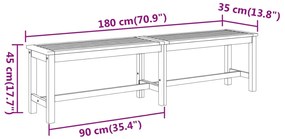 Banco de jardim 180x35x45 cm madeira de acácia maciça