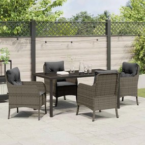Conjunto de Jantar de Jardim com Almofadas Cinza Vime Poliéster