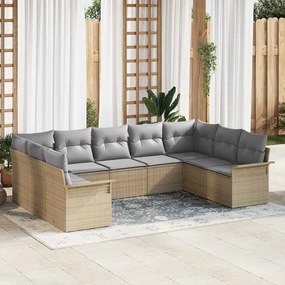vidaXL Conjunto de Sofá de Jardim com Almofadas Bege Vime Poliéster