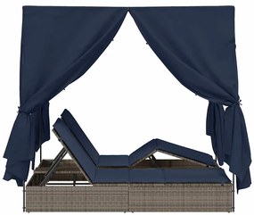 Cama Dupla de Sol Cinzeto Grande Vime &amp; Almofadas de Poliéster