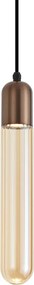 Candeeiro Suspenso Art Deco Bronze Escuro com Vidro Canelado IP44 - Walcott