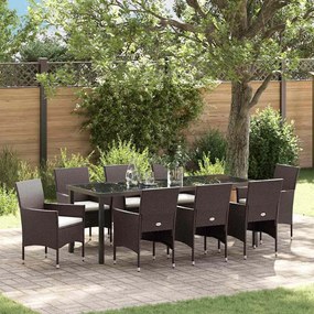 vidaXL Conjunto de Jantar de Jardim de 9 Peças Marrom Rattan de Polietileno