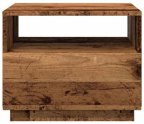 Mesa de centro com luzes LED 50x49x40 cm madeira velha