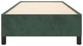 Estrutura de cama sem colchão 80x200 cm veludo verde-escuro