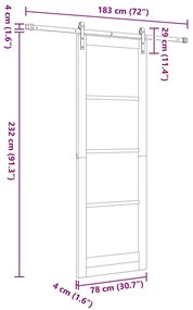 Porta Deslizante vidaXL com Conjunto de Ferragens 78x232 cm Madeira Só