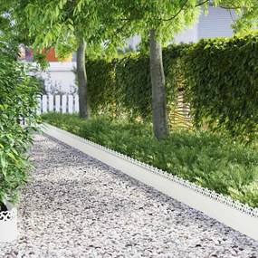 vidaXL Delimitadores de relvado 10 pcs Branco 103 x 0,05 x 22 cm Aço