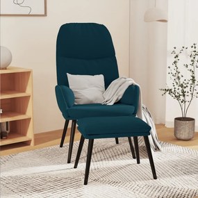 vidaXL Cadeira de descanso com banco veludo azul