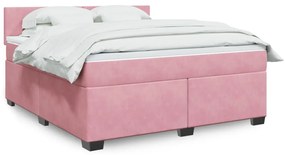 vidaXL Cama com molas/colchão 180x200 cm veludo rosa