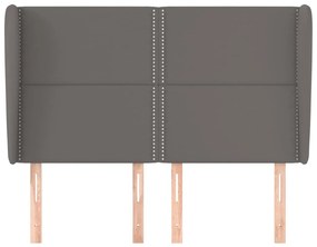 Cabeceira cama c/ abas couro artif. 147x23x118/128 cm cinzento