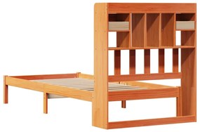 Cama com estante sem colchão 75x190cm pinho maciço castanho-mel