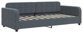 Sofá-cama com colchão 90x190 cm veludo cinzento-escuro