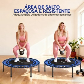 Trampolim de Fitness Adultos Ø114 cm com Estrutura de Aço Reforçada para Treino de Pernas Corpo Azul e Preto