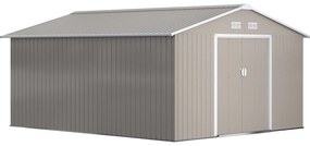 Outsunny Abrigo de Jardim 13,1 m² de Aço 340x386x200cm com Portas de Correr Resistente a Ferrugem | Aosom Portugal