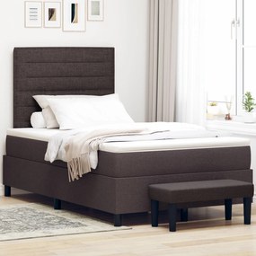 Cama Box com Colchão e Banco Castanho Escuro 120x190 cm Tecido