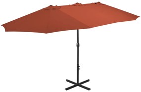 vidaXL Guarda-sol de exterior c/ poste alumínio 460x270 cm terracota