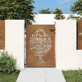 Portão de jardim 85x125 cm aço corten design árvore