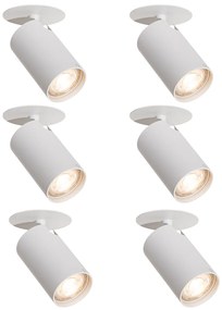 Conjunto de 6 focos embutidos modernos brancos GU10 50mm - Chels