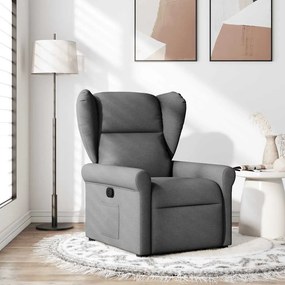 vidaXL Poltrona reclinável tecido cinzento-escuro