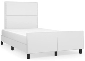vidaXL Estrutura de cama sem colchão 120x190cm couro do falso branco