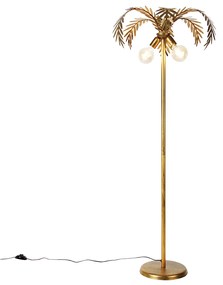 Candeeiro de pé vintage dourado 156 cm 2 luzes - Botanica Retro