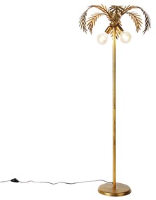 Candeeiro de pé vintage dourado com 2 luzes - Botanica Retro