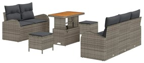 Conjunto de Sofá de Jardim vidaXL de 8 Peças com Almofadas Cinza Ratta