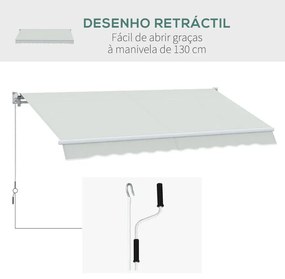 Toldo de Parede Retrátil com Manivela - 200x295 cm - Creme