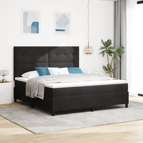 Cama Box com Colchão & LED Black 180x200 cm Veludo