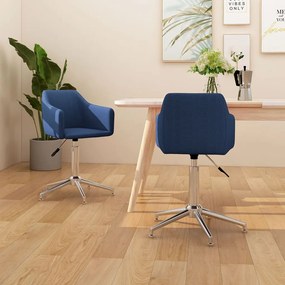 vidaXL Cadeiras de jantar giratórias 2 pcs tecido azul