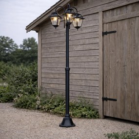 Lanterna exterior clássica preta 235 cm 3-luzes IP44 - Berta