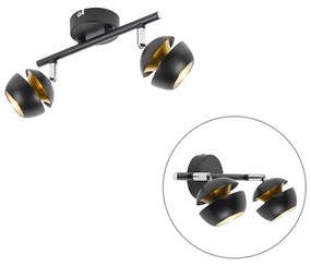 Projetores modernos 2 luzes preto com interior dourado - Buell Deluxe Moderno