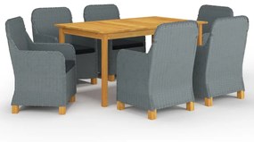 vidaXL 7 pcs conjunto de jantar para jardim cinzento-claro