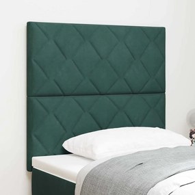 vidaXL <strong>Cabeceira </strong> em <strong>veludo verde escuro</strong> com design de <strong>blocos de diamante</strong>, 90cm.