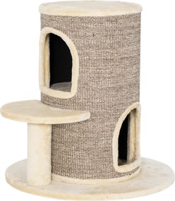 PawHut Arranhador em Forma de Cilindro para Gatos com 2 Níveis com Plataforma 60x60x61 cm Bege | Aosom Portugal