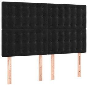 Cabeceira cama c/ LED veludo 144x5x118/128 cm preto