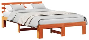 Estrutura de Cama de Madeira de Pinho Castanho Encerado