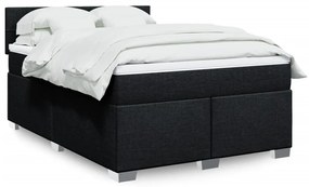 Cama com molas/colchão 140x190 cm tecido preto