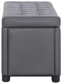 Banco de arrumação 87,5 cm couro artificial cinzento