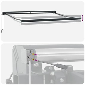 Toldo retrátil 3x2,5 m tecido e alumínio antracite e branco