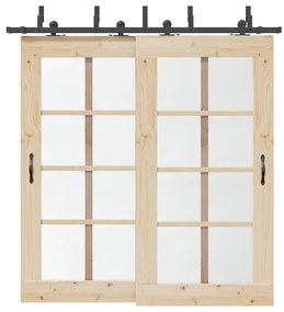 Kit de ferragens para porta deslizante 213,5 cm aço preto
