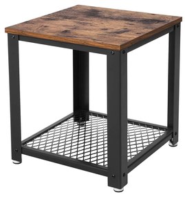 Mesa de centro VASAGLE Side, industrial, com estrutura de metal, fácil de montar, para sala de estar, quarto, cozinha, marrom rústico e preto LET41X, aglomerado de madeira, ferro, vintage, 1 item