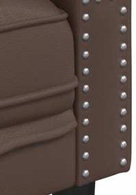 Sofá chesterfield 3 lugares couro artificial castanho